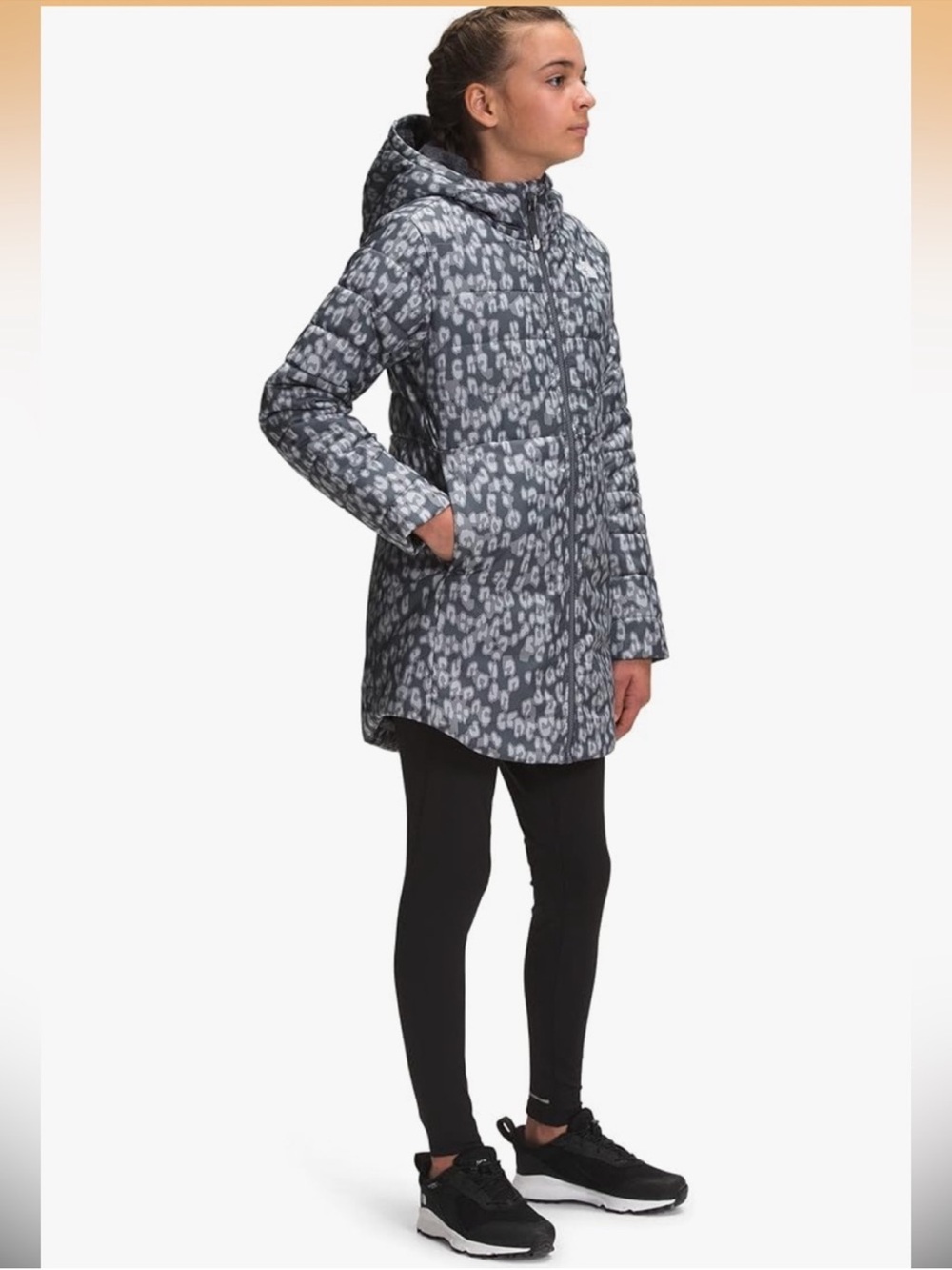 THE NORTH FACE Girls Reversible Mossbud Swirl Insulated Parka Size Medium 10-12